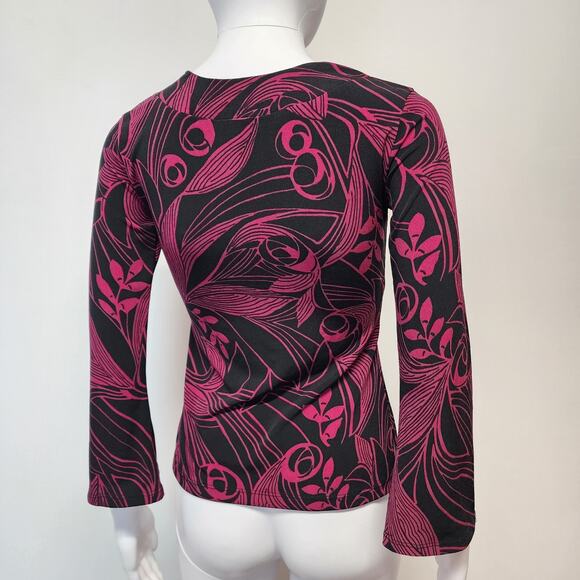 Vintage Y2K Flare Sleeve Top Size L Psychedelic V-neck Runs Small Un Deux Trois - Picture 3 of 12